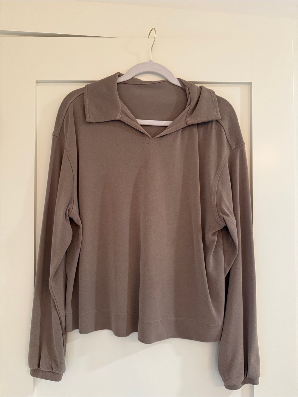 lululemon athletica Taupe Collared Pullover Hoodie